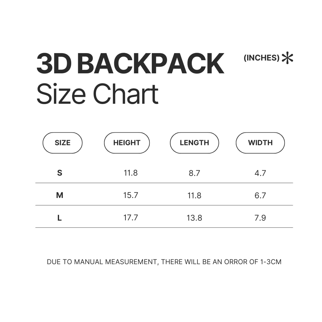 3D Backpack Size Chart - Oshi No Ko Shop