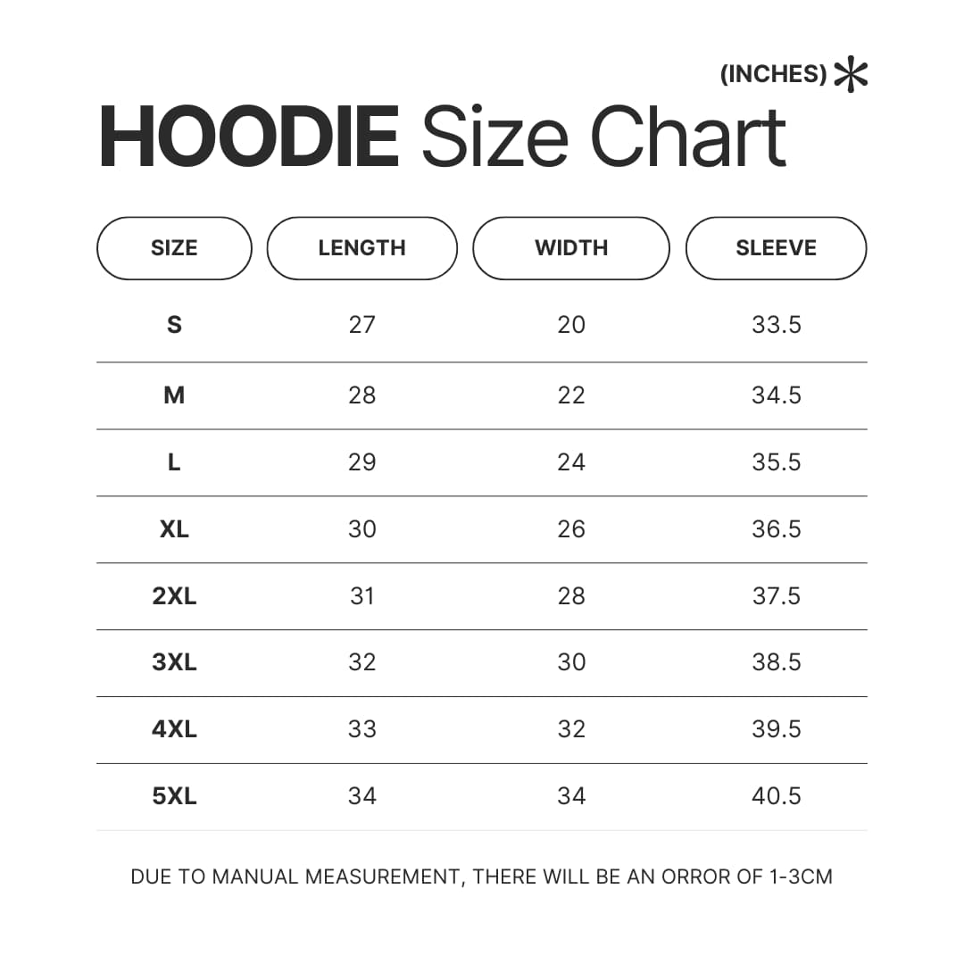 Hoodie Size Chart - Oshi No Ko Shop