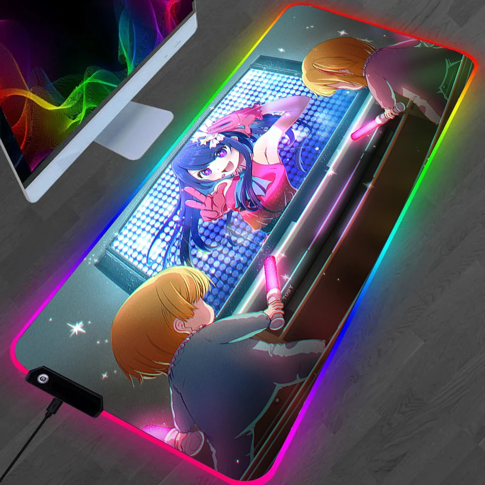 Oshi No Ko Hoshino Ai LED Gaming Mousepads Large Desk Mat PC Gamer XL Mousepad RGB 5 - Oshi No Ko Shop